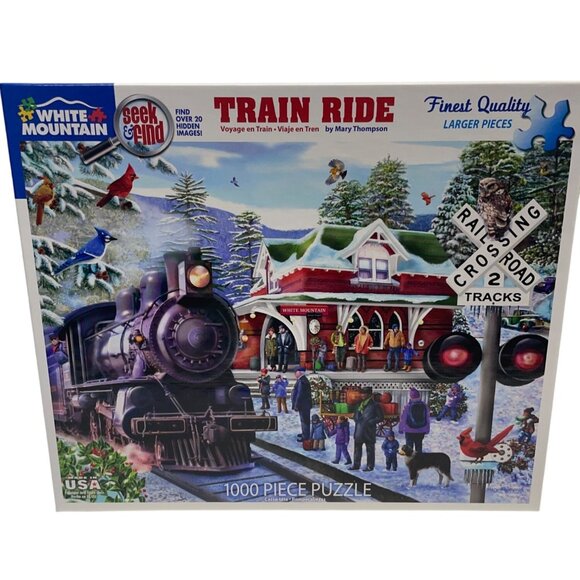 White Mountain Train Ride Seek & Find 1000 Pc Jigsaw Puzzle Mary Thompson - Picture 1 of 3